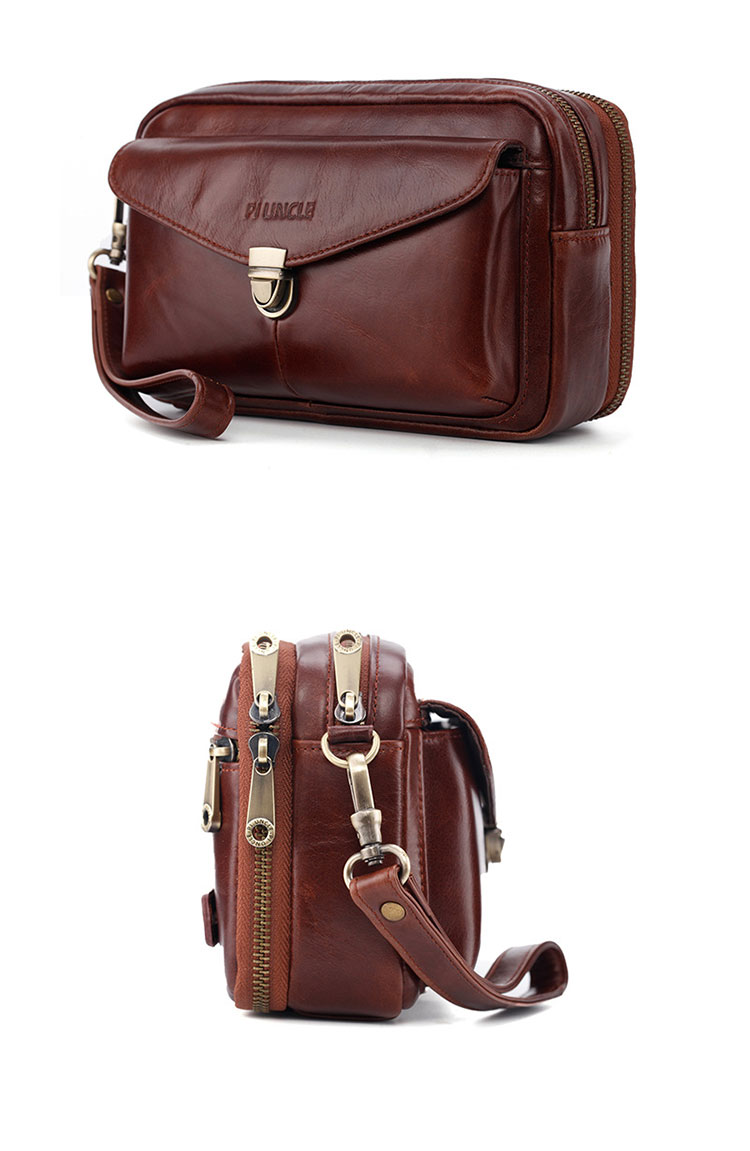 Whatna 2way 天然 牛革 ミニセカンドバッグ メンズ クラッチ バッグ小きめ 4枚カード本革収納可 防水 耐磨耗 結婚式 披露宴 バッグ カジュアルフォーマル ビジネス 冠婚葬祭 バッグ 男性用 紳士用 ブラウン黒2271-2