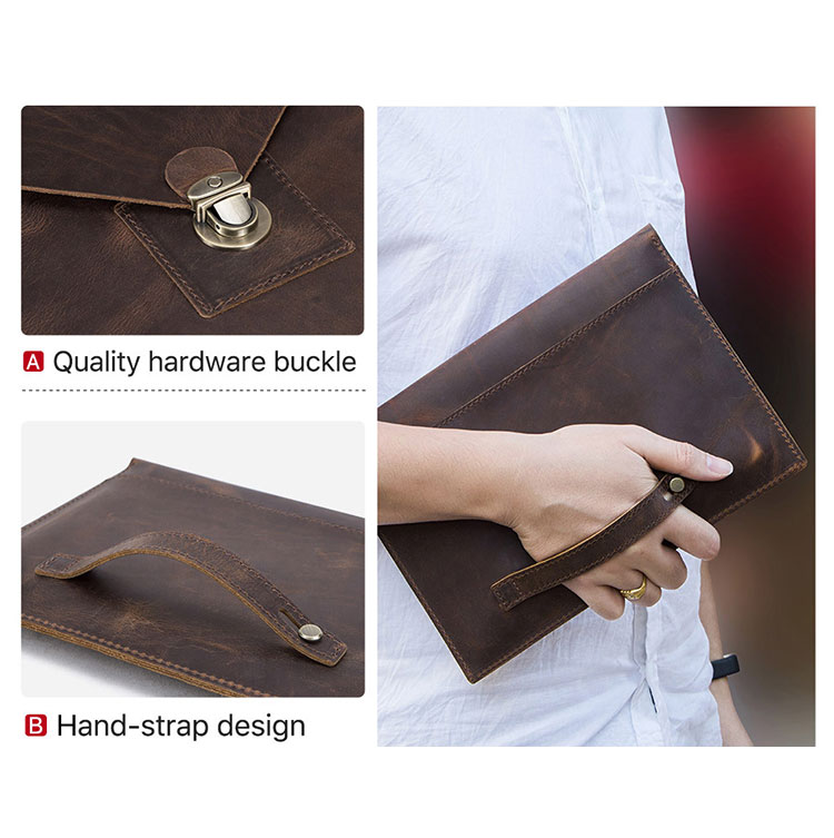 Whatna 天然 牛革 セカンドバッグ メンズ クラッチ バッグ B5サイズ iPad Pro 11収納可 本革 結婚式 披露宴 バッグ カジュアルフォーマル ビジネス 冠婚葬祭 バッグ 男性用 紳士用 ブラウンCF2016-4