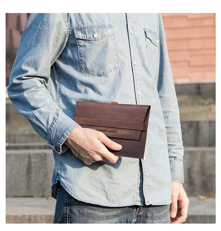 Whatna 天然 牛革 セカンドバッグ メンズ クラッチ バッグ  iPad Mini収納可 本革 結婚式 披露宴 バッグ カジュアルフォーマル ビジネス 冠婚葬祭 バッグ 男性用 紳士用 ブラウンCF2005-5