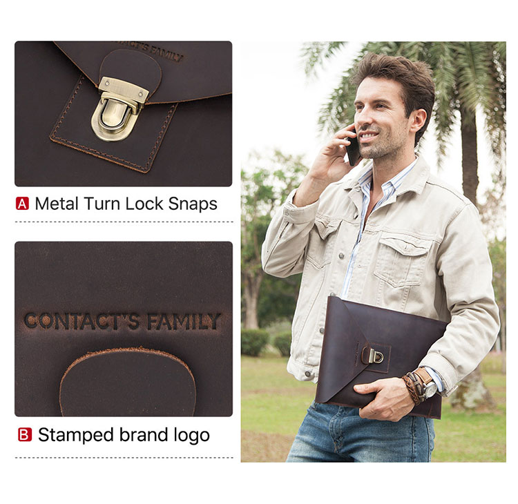 Whatna 天然 牛革 セカンドバッグ メンズ クラッチ バッグ ファイルバッグ 封筒袋 A4サイズ MacBook Pro 13.3収納 本革 結婚式 披露宴 バッグ カジュアルフォーマル ビジネス 冠婚葬祭 バッグ 男性用 紳士用 ブラウンCF2020-4