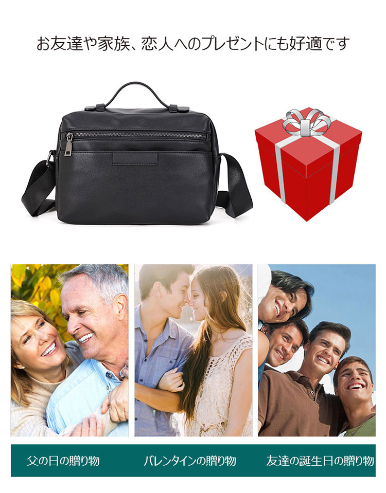 Whatna 革 ショルダーバッグ メンズ ポシェット2way 斜め掛け 手提げバッグ セカンドバッグ 6枚カード Ipad 10.5収納 可 厚手 レザー 横型 通学 通勤 肩掛けミニ バッグ 自転車かばん プレゼント男性 黒-10