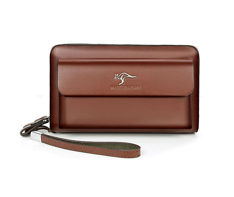 Whatna ミニセカンドバッグ メンズ バッグ 12枚カード収納 小さめ クラッチバッグ 長財布 革 手持ちバッグ メンズ ポーチ 男性用 紳士用 結婚式 冠婚葬祭 黒 ブラウンA818-2