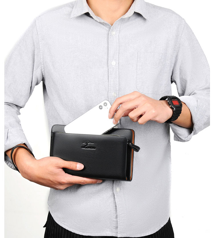 Whatna ミニセカンドバッグ メンズ バッグ 12枚カード収納 小さめ クラッチバッグ 長財布 革 手持ちバッグ メンズ ポーチ 男性用 紳士用 結婚式 冠婚葬祭 黒 ブラウンS3079-12