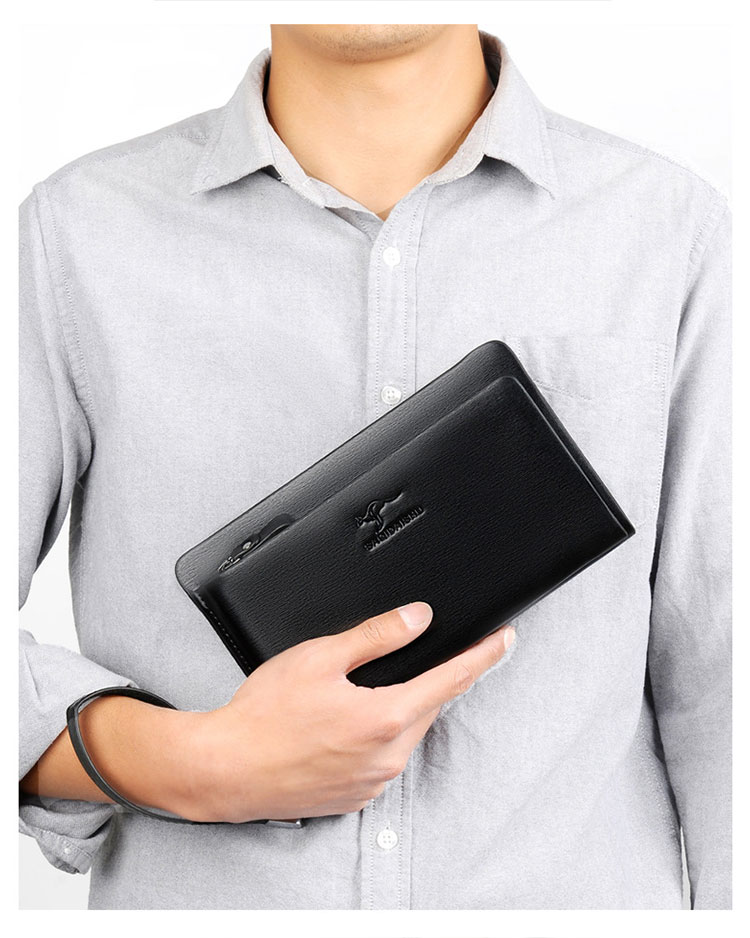 Whatna ミニセカンドバッグ メンズ バッグ 12枚カード収納 小さめ クラッチバッグ 長財布 革 手持ちバッグ メンズ ポーチ 男性用 紳士用 結婚式 冠婚葬祭 黒 ブラウンS3079-13