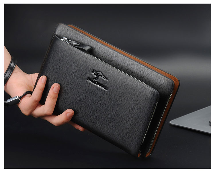 Whatna ミニセカンドバッグ メンズ バッグ 12枚カード収納 小さめ クラッチバッグ 長財布 革 手持ちバッグ メンズ ポーチ 男性用 紳士用 結婚式 冠婚葬祭 黒 ブラウンS3079-10