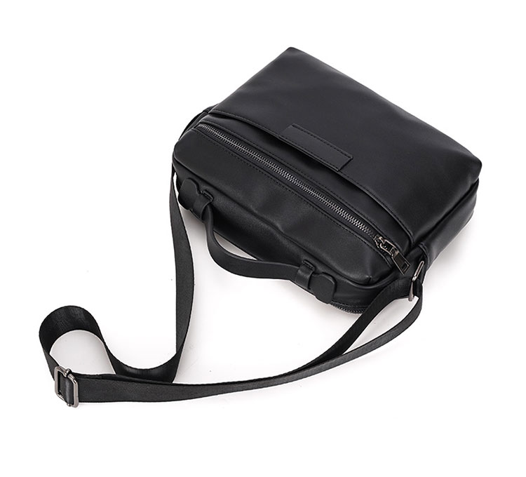 Whatna 革 ショルダーバッグ メンズ ポシェット2way 斜め掛け 手提げバッグ セカンドバッグ 6枚カード Ipad 10.5収納 可 厚手 レザー 横型 通学 通勤 肩掛けミニ バッグ 自転車かばん プレゼント男性 黒-2