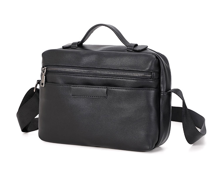 Whatna 革 ショルダーバッグ メンズ ポシェット2way 斜め掛け 手提げバッグ セカンドバッグ 6枚カード Ipad 10.5収納 可 厚手 レザー 横型 通学 通勤 肩掛けミニ バッグ 自転車かばん プレゼント男性 黒-4