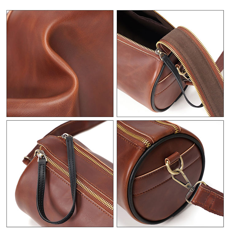 Whatna ミニショルダーバッグメンズ ポシェット横型 ショルダーミニポーチ 革 防水 軽量 小型 小さめメッセンジャーバッグ斜め掛け ビジネス 通学 通勤鞄 自転車 かばん男性用-6