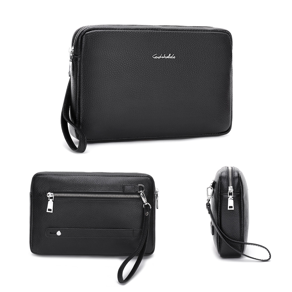 Whatna 2way牛革セカンドバッグ メンズ クラッチ バッグ 厚手 本革 レザー カード6枚 IPAD9.7収納可 ビジネス カジュアル フォーマル 冠婚葬祭 結婚式 バッグ紳士用 男性用 黒 ブラウン6187-3