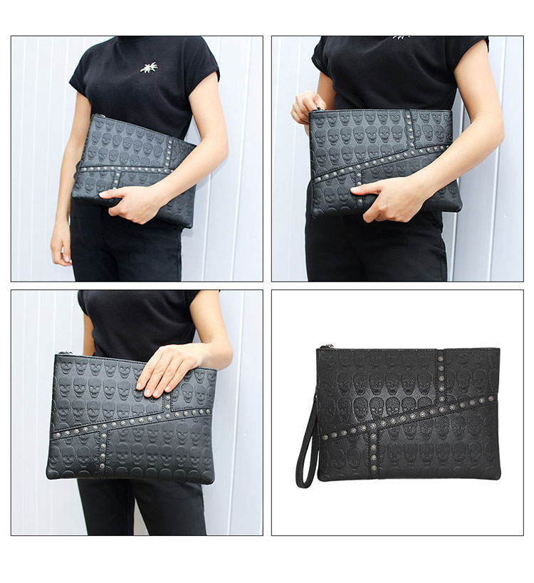 Whatna 2WAY 革 セカンド バッグ メンズ バッグ [クラッチ ショルダー 肩掛け 結婚式 バッグ] A4 6枚カード収納9.7インチのipad収納可 手持ちバッグ ビジネス カジュアル フォーマル 冠婚葬祭 紳士用 男性用 黒（A8913#）-5