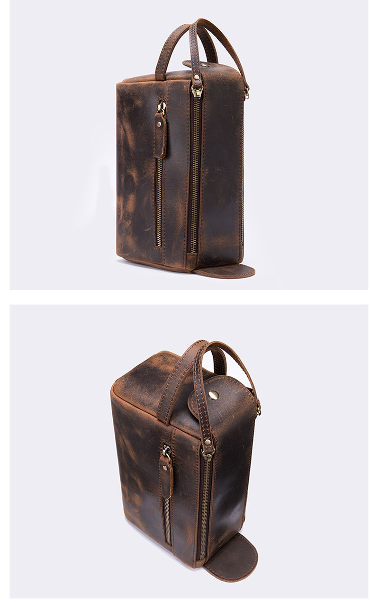 KingGnu CREST2WAYバッグ新品ブラウン缶バッチ付 Whatna 牛革 ミニセカンドバッグ メンズ クラッチ バッグ 厚手