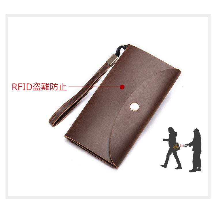 Whatna 天然 牛革 ミニセカンドバッグ メンズ バッグ カード15枚収納可 長財布 RFID盗難防止 厚手 本革 レザー 小さめ  クラッチバッグ手持ちバッグ メンズ ポーチ 男性用 紳士用 結婚式 冠婚葬祭 バッグブラウン 7365 | Whatna