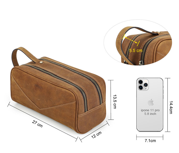 Whatna 牛革 ミニセカンドバッグ メンズ クラッチ バッグ 厚手 本革 レザー 2室仕切 カジュアル フォーマル 冠婚葬祭 結婚式 バッグ紳士用 男性用 ブラウン  MC1016-1