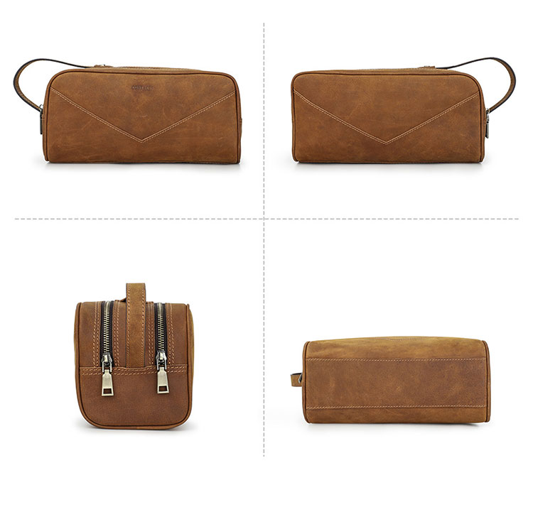 Whatna 牛革 ミニセカンドバッグ メンズ クラッチ バッグ 厚手 本革 レザー 2室仕切 カジュアル フォーマル 冠婚葬祭 結婚式 バッグ紳士用 男性用 ブラウン  MC1016-2