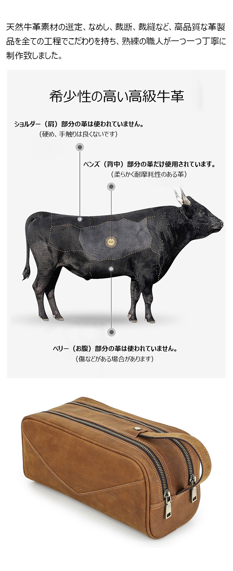 Whatna 牛革 ミニセカンドバッグ メンズ クラッチ バッグ 厚手 本革 レザー 2室仕切 カジュアル フォーマル 冠婚葬祭 結婚式 バッグ紳士用 男性用 ブラウン  MC1016-4