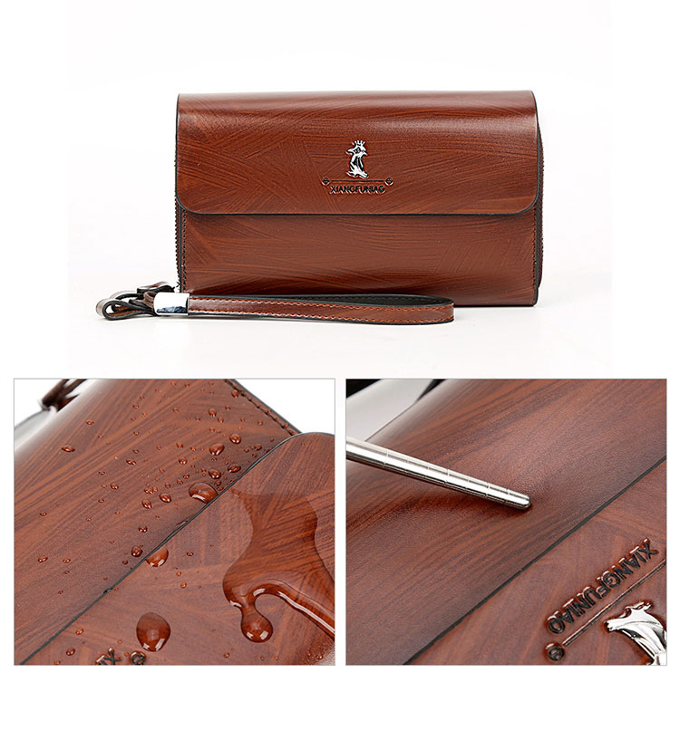 Whatna ミニセカンドバッグ メンズ バッグ 12枚カード収納 小さめ クラッチバッグ 長財布 革 手持ちバッグ メンズ ポーチ 男性用 紳士用 結婚式 冠婚葬祭 黒 ブラウンA-719-9