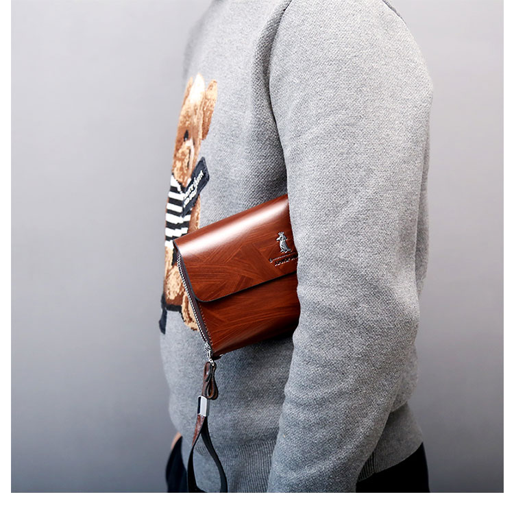 Whatna ミニセカンドバッグ メンズ バッグ 12枚カード収納 小さめ クラッチバッグ 長財布 革 手持ちバッグ メンズ ポーチ 男性用 紳士用 結婚式 冠婚葬祭 黒 ブラウンA-719-13