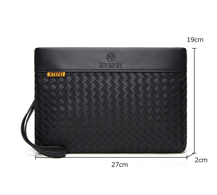 Whatna 2way 牛革 手作り編み込み セカンドバッグ メンズ バッグ クラッチ バッグ 本革 厚手 レザー B5 手持ちバッグ 結婚式 バッグ フォーマル  ビジネス 冠婚葬祭 バッグ 男性用 紳士用 黒-11