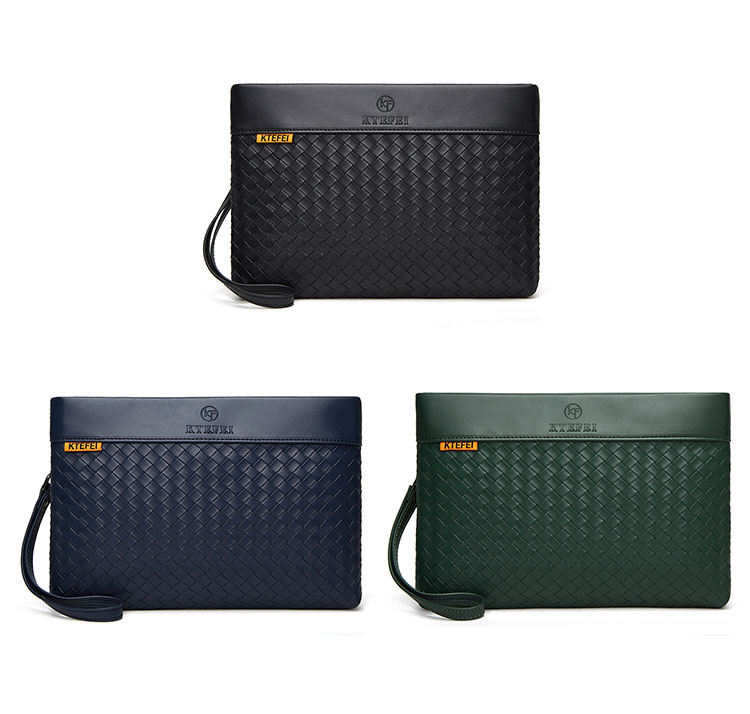 Whatna 2way 牛革 手作り編み込み セカンドバッグ メンズ バッグ クラッチ バッグ 本革 厚手 レザー B5 手持ちバッグ 結婚式 バッグ フォーマル  ビジネス 冠婚葬祭 バッグ 男性用 紳士用 黒-10