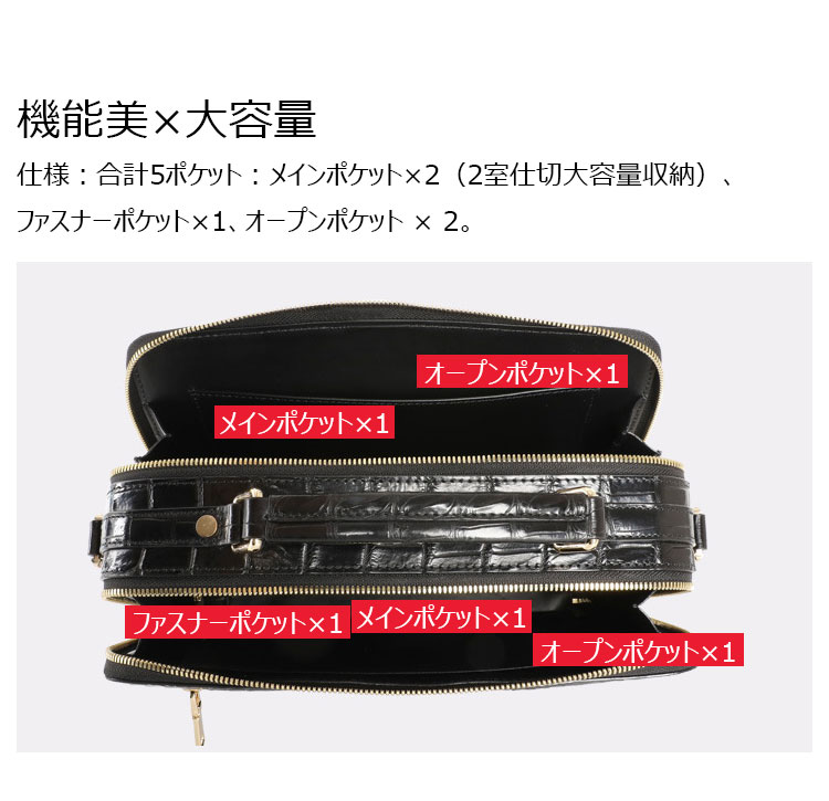 Whatna ワニ革 本革 ビジネス バッグメンズ 2way ショルダー 手提げ 2室仕切 クロコダイル革 ブリーフケース A4インチ旅行 出張 通勤 通学 就活 面接 バッグ かばん 男性用 1075-1-6