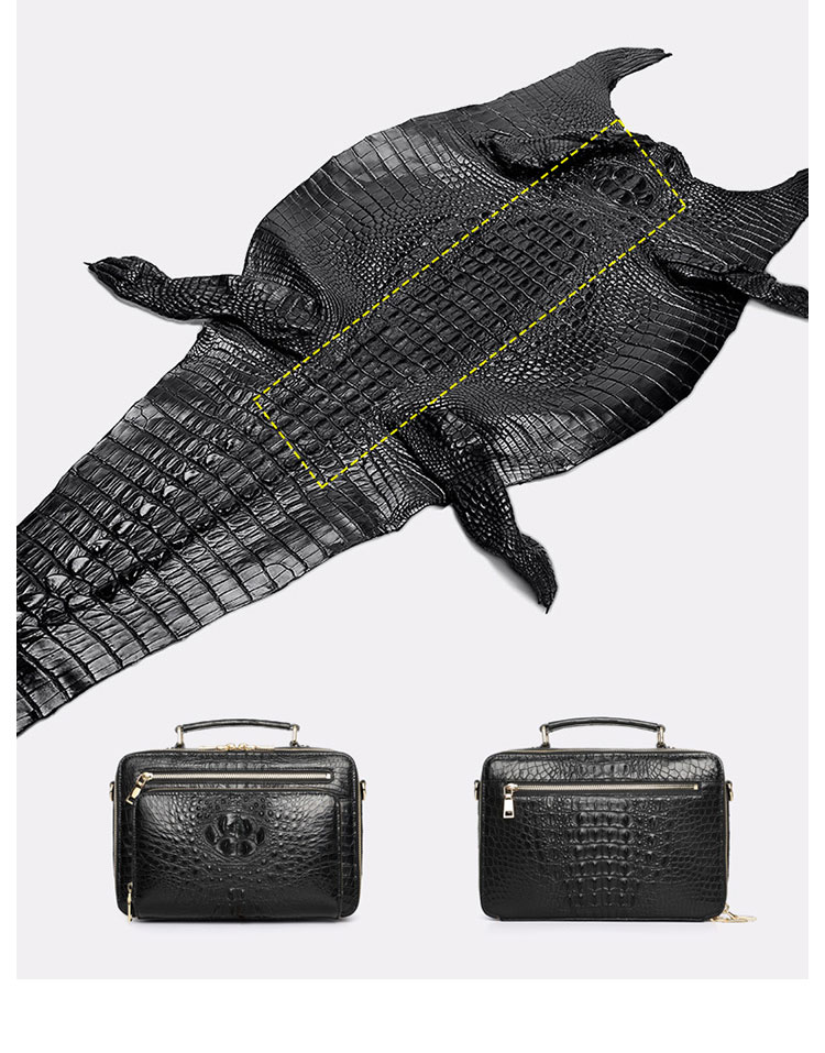 Whatna ワニ革 本革 ビジネス バッグメンズ 2way ショルダー 手提げ 2室仕切 クロコダイル革 ブリーフケース A4インチ旅行 出張 通勤 通学 就活 面接 バッグ かばん 男性用 1075-1-8