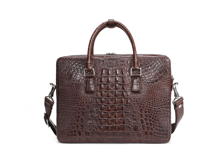 Whatna ワニ革 本革 ビジネス バッグメンズ 2way ショルダー 手提げバッグ 2室仕切 ペン挿し×3 8枚カード収納可 クロコダイル革 ブリーフケース 15.6インチPC対応 旅行 出張 通勤 通学 就活 面接 バッグ かばん 男性用 1031-2