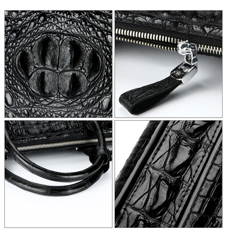 Whatna ワニ革 本革 ビジネス バッグメンズ 2way ショルダー 手提げバッグ ペン挿し×3 4枚カード収納可 クロコダイル革 ブリーフケース 15.6インチPC対応 旅行 出張 通勤 通学 就活 面接 バッグ かばん 男性用 1010-9