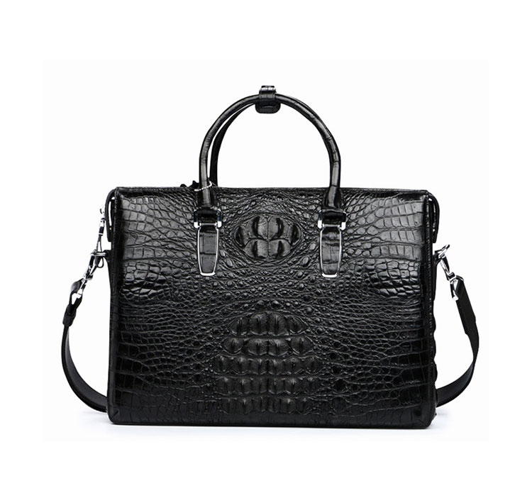 Whatna ワニ革 本革 ビジネス バッグメンズ 2way ショルダー 手提げバッグ ペン挿し×3 4枚カード収納可 クロコダイル革 ブリーフケース 15.6インチPC対応 旅行 出張 通勤 通学 就活 面接 バッグ かばん 男性用 1010-1