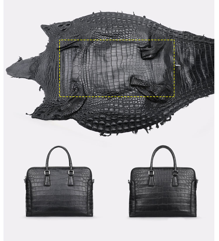 Whatna ワニ革 本革 ビジネス バッグメンズ 2way ショルダー 手提げバッグ 2室仕切 クロコダイル革 ブリーフケース 15.6インチPC対応 旅行 出張 通勤 通学 就活 面接 バッグ かばん 男性用 1025H-9