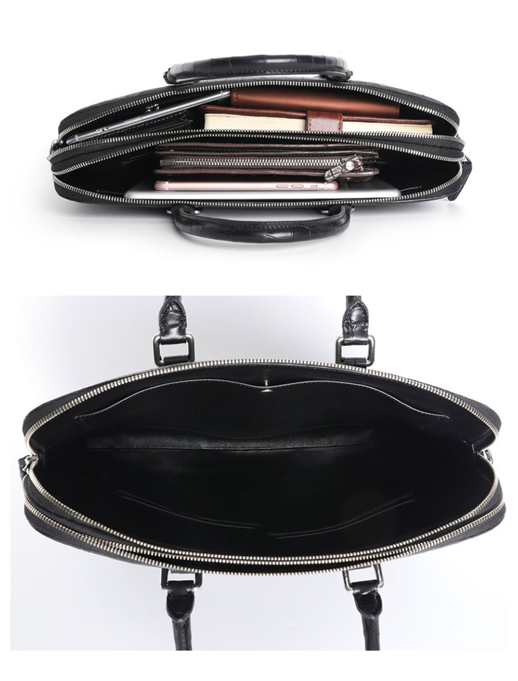 Whatna ワニ革 本革 ビジネス バッグメンズ 2way ショルダー 手提げバッグ 2室仕切 クロコダイル革 ブリーフケース 15.6インチPC対応 旅行 出張 通勤 通学 就活 面接 バッグ かばん 男性用 1025H-7