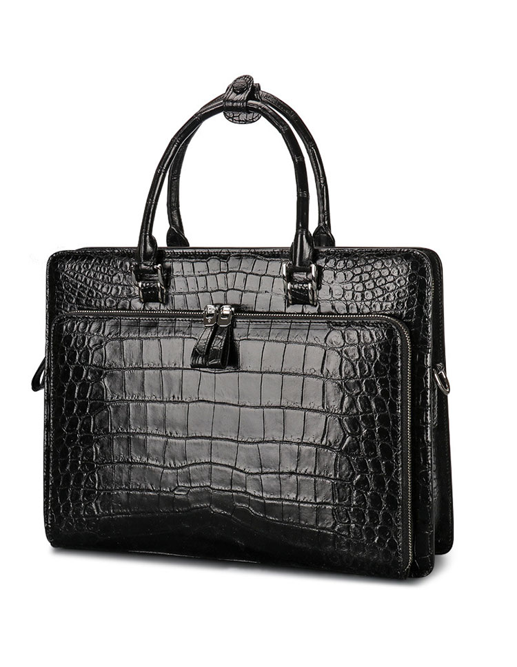 Whatna ワニ革 本革 ビジネス バッグメンズ 2way ショルダー 手提げバッグ 2室仕切 クロコダイル革 ブリーフケース 14インチPC対応 旅行 出張 通勤 通学 就活 面接 バッグ かばん 男性用 1008H-1