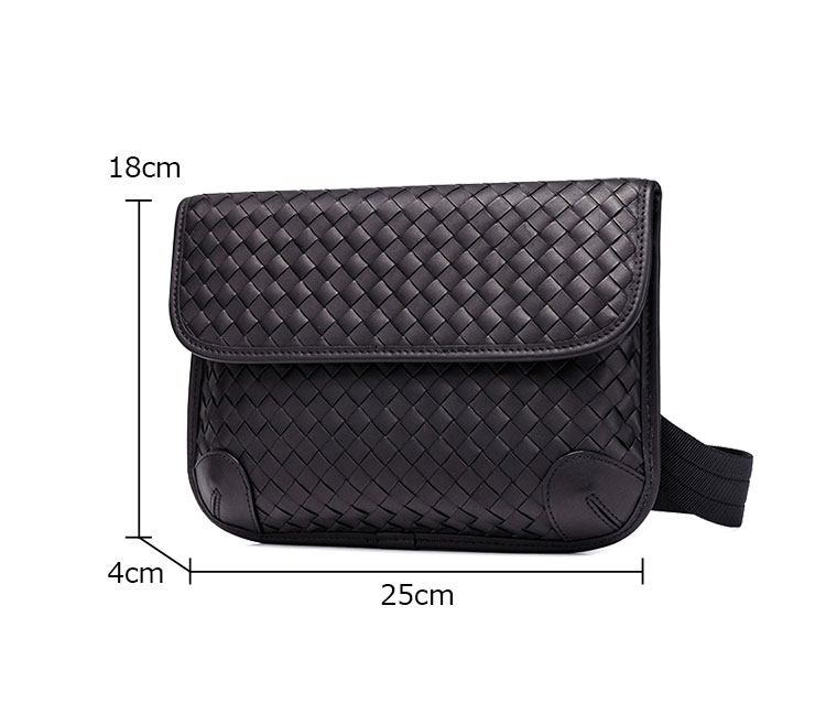 Whatna 手作り編み込み 革 ショルダーバッグ メンズ メッセンジャーバッグ 斜め掛け ボディバッグ 横型 ipad Mini収納可 本 革 厚手 レザー ビジネスバッグ 小さい 斜めがけ バッグ 男性用 紳士用 黒（YH3377）-1