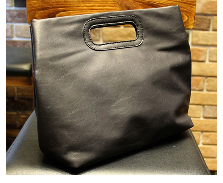 Whatna  2way 革 セカンド バッグ メンズ レディース バッグ [クラッチ ショルダー 肩掛け 結婚式 バッグ]  厚手 本 革 A4 大きめ 手持ちバッグ ビジネス フォーマル 冠婚葬祭 バッグ 紳士用 男性用 黒（6876）-2