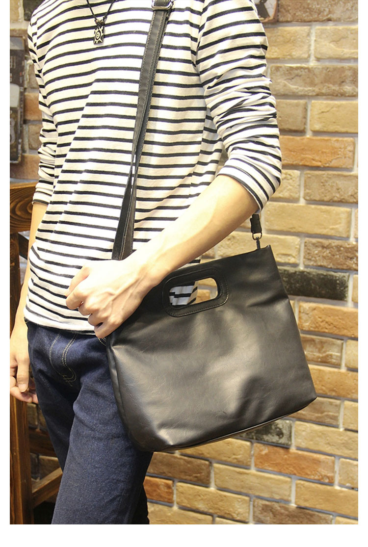 Whatna  2way 革 セカンド バッグ メンズ レディース バッグ [クラッチ ショルダー 肩掛け 結婚式 バッグ]  厚手 本 革 A4 大きめ 手持ちバッグ ビジネス フォーマル 冠婚葬祭 バッグ 紳士用 男性用 黒（6876）-8