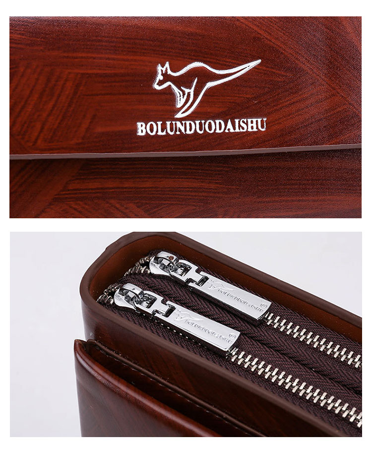 Whatna ミニセカンドバッグ メンズ バッグ 14枚カード収納 小さめ クラッチバッグ 長財布 革 手持ちバッグ メンズ ポーチ 男性用 紳士用 結婚式 冠婚葬祭 黒 ブラウン-7