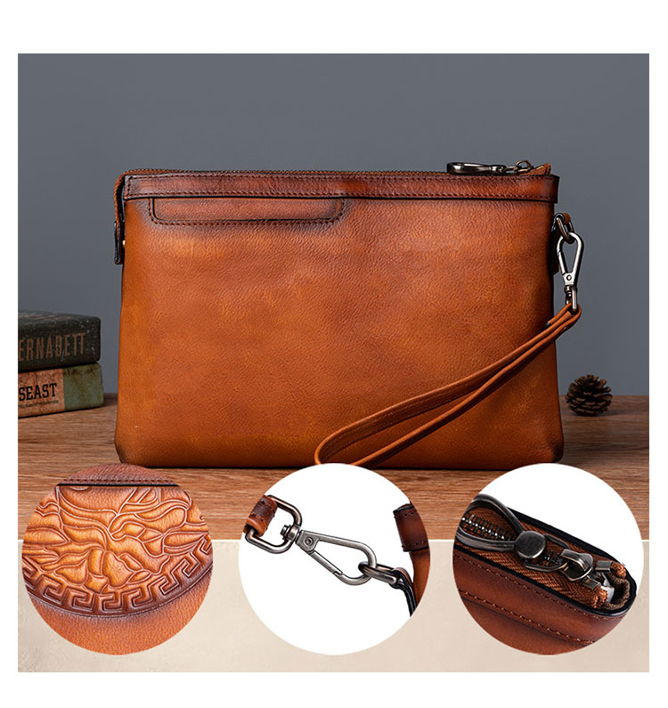 Whatna 2way 天然 牛革 セカンドバッグ メンズ クラッチ バッグ小きめ B5サイズ ipad9.7収納 イタリア 厚 手本 革 防水 耐磨耗 結婚式 披露宴 バッグ カジュアルフォーマル ビジネス 冠婚葬祭 バッグ 男性用 紳士用 ブラウン31161-8