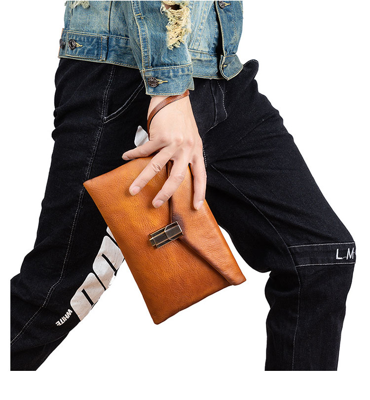 Whatna 2way アンティーク風合い鞣し天 然 牛革 セカンドバッグ メンズ クラッチ バッグ小きめ B5収納 イタリア 厚 手本 革 防水 耐磨耗 結婚式 披露宴 バッグ カジュアルフォーマル ビジネス 冠婚葬祭 バッグ 男性用 紳士用 ブラウン31067-11