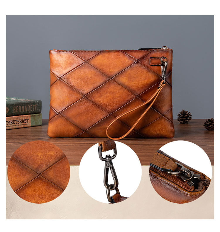 Whatna 2way アンティーク風合い鞣し天 然 牛革 セカンドバッグ メンズ クラッチ バッグ小きめ B5収納 イタリア 厚 手本 革 防水 耐磨耗 結婚式 披露宴 バッグ カジュアルフォーマル ビジネス 冠婚葬祭 バッグ 男性用 紳士用 ブラウン31172-7