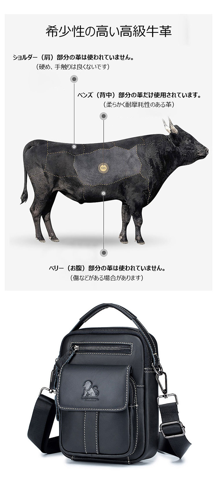 Whatna 天然 牛革 ショルダーバッグ メンズ 2way 斜め掛け 手提げバッグ セカンドバッグ ショルダーベルト付属 Ipadmini収納可 縦型 小さめ メッセンジャーバッグ 通学 通勤 肩掛け バッグ 自転車かばん プレゼント男性-6