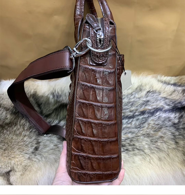 Whatna ワニ革 本革 ビジネス バッグメンズ 2way ショルダー 手提げクロコダイル革 ブリーフケース 13.3インチPC対応 旅行 出張 通勤 通学 就活 面接 バッグ かばん 男性用 2041-3