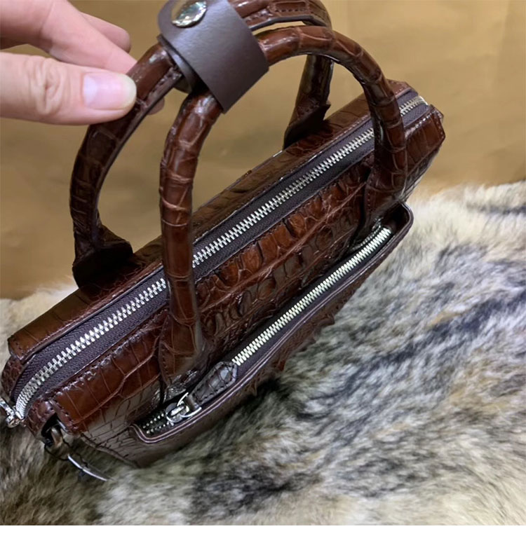 Whatna ワニ革 本革 ビジネス バッグメンズ 2way ショルダー 手提げクロコダイル革 ブリーフケース 13.3インチPC対応 旅行 出張 通勤 通学 就活 面接 バッグ かばん 男性用 2041-5