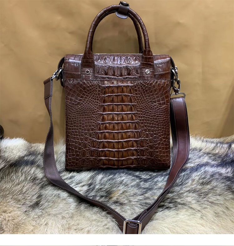 Whatna ワニ革 本革 ビジネス バッグメンズ 2way ショルダー 手提げクロコダイル革 ブリーフケース 13.3インチPC対応 旅行 出張 通勤 通学 就活 面接 バッグ かばん 男性用 2041-2