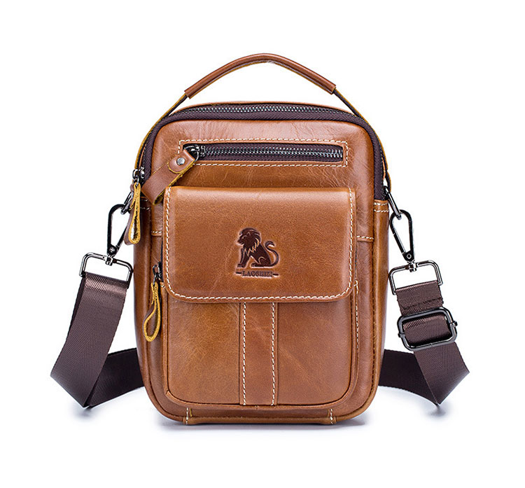 Whatna 天然 牛革 ショルダーバッグ メンズ 2way 斜め掛け 手提げバッグ セカンドバッグ ショルダーベルト付属 Ipadmini収納可 縦型 小さめ メッセンジャーバッグ 通学 通勤 肩掛け バッグ 自転車かばん プレゼント男性-2