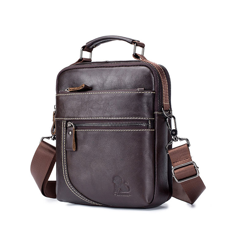 Whatna  ショルダーバッグ メンズ 2way 斜め掛け 手提げバッグ セカンドバッグ ショルダーベルト付属 Ipadmini収納可 縦型 小さめ メッセンジャーバッグ 通学 通勤 肩掛け バッグ 自転車かばん プレゼント男性-2