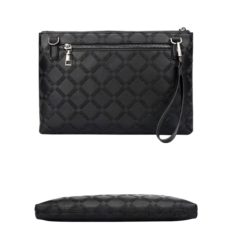 Whatna 革 セカンド バッグ メンズ バッグ [クラッチ ショルダー 肩掛け 結婚式 バッグ] 6枚カード収納 手持ちバッグ ビジネス カジュアル フォーマル 冠婚葬祭 紳士用 男性用 黒 ブルー（023-3010）-3