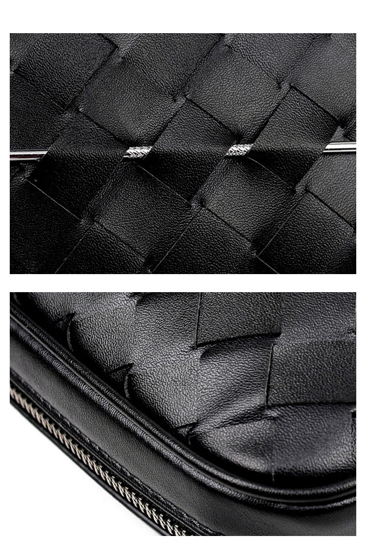 Whatna 2way 手作り編み込み 本革 ミニ セカンド バッグ メンズ ミニ ショルダーバッグ 横型 ショルダーベルト付 ハンドストラップ付 クラッチ 肩掛け 結婚式 バッグ ビジネス フォーマル 冠婚葬祭 バッグ紳士用 男性用-8