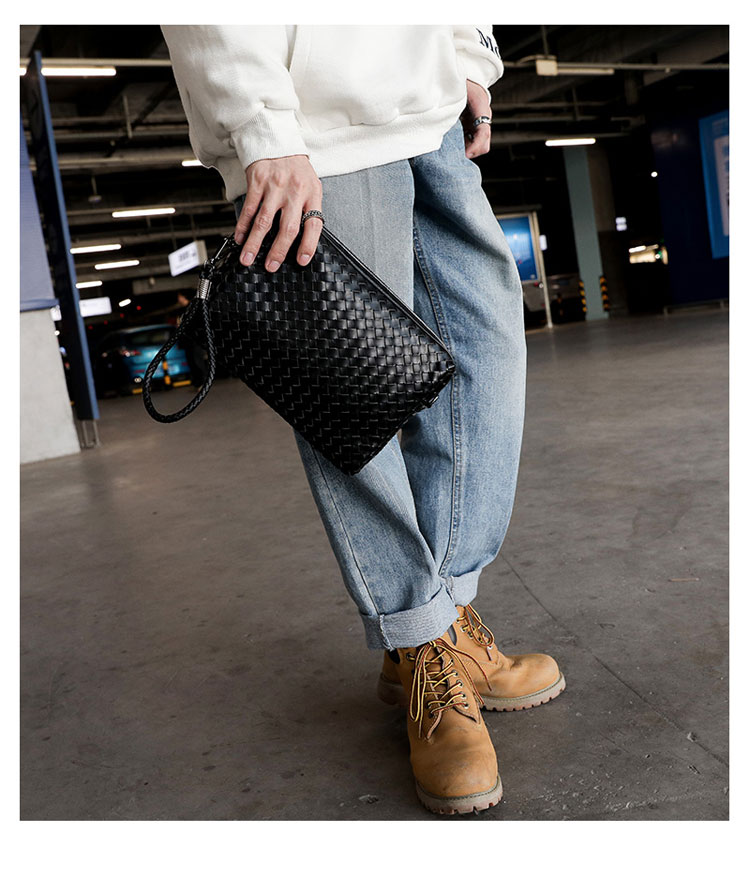 Whatna 2way 本革 ミニセカンド バッグ メンズ いニショルダーバッグ ポシェット小さ ハンドストラップ ショルダーベルト付属 カード6枚収納  結婚式 バッグ ビジネス フォーマル 冠婚葬祭 バッグ紳士用 男性用 黒-8