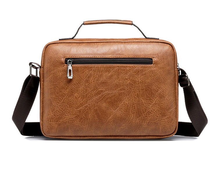 Whatna 革 ミニ ショルダーバッグ メンズ ポシェット2way 斜め掛け ポーチ 手提げバッグ セカンドバッグIpad 9.7収納 可厚手 レザー 横型 通学 通勤 肩掛けミニ バッグ 自転車かばん プレゼント男性-4