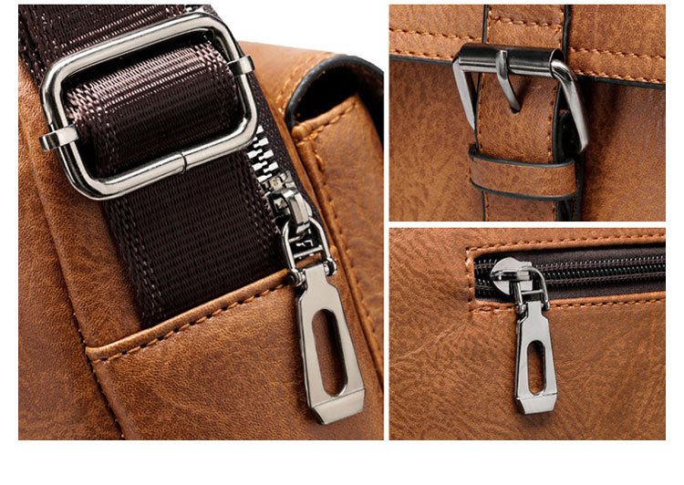 Whatna 革 ミニ ショルダーバッグ メンズ ポシェット2way 斜め掛け ポーチ 手提げバッグ セカンドバッグIpad 9.7収納 可厚手 レザー 横型 通学 通勤 肩掛けミニ バッグ 自転車かばん プレゼント男性-9