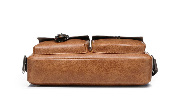 Whatna 革 ミニ ショルダーバッグ メンズ ポシェット2way 斜め掛け ポーチ 手提げバッグ セカンドバッグIpad 9.7収納 可厚手 レザー 横型 通学 通勤 肩掛けミニ バッグ 自転車かばん プレゼント男性-5